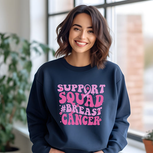 Women's Breast Cancer Support Squad Sweatshirt for Cancer Awareness