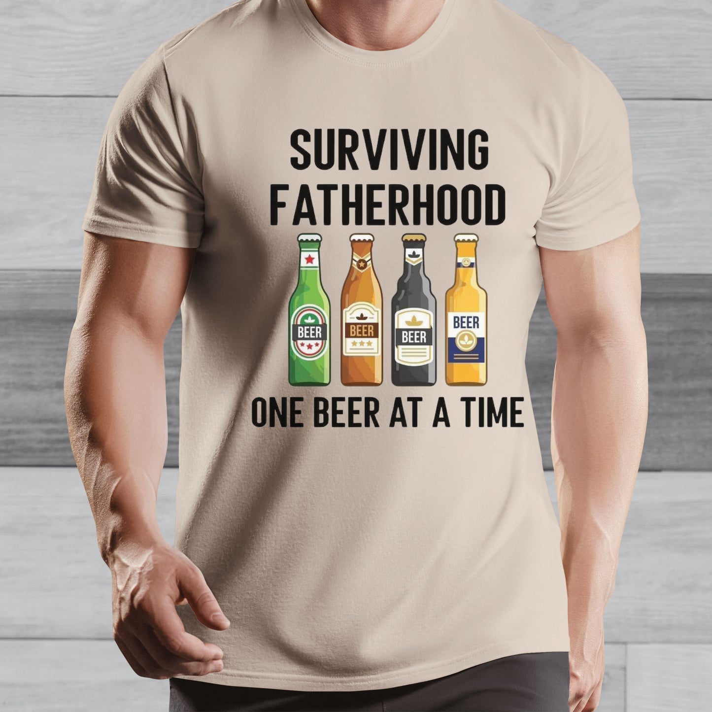 Dad's Funny T-shirt - Surviving Fatherhood One Beer At A Time