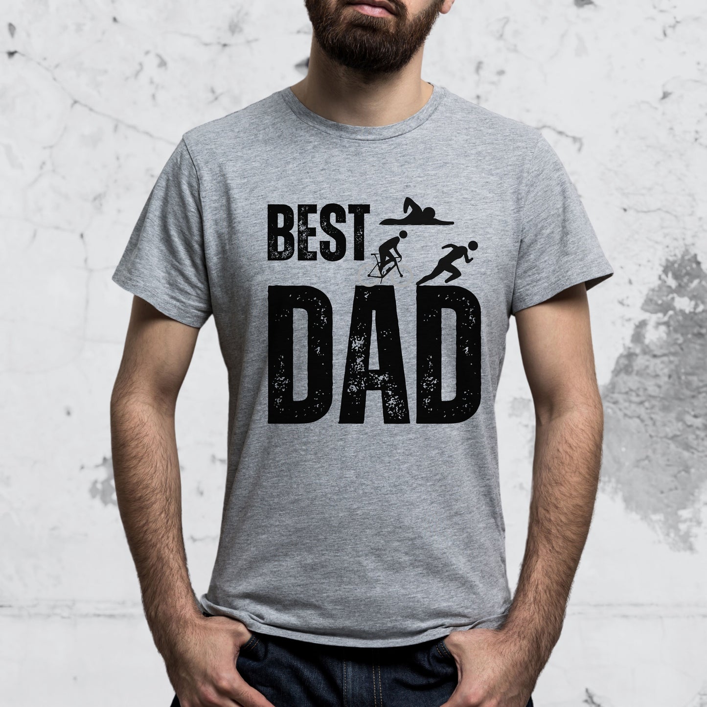 Best Triathlete Dad T-shirt - Triathlon Dad Birthday or Father's Day Gift