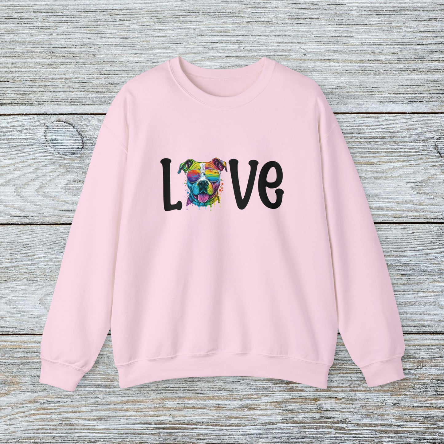 Unisex Water Colour Paint Drip Staffordshire Bull Terrier LOVE Sweatshirt for Adults and Youths