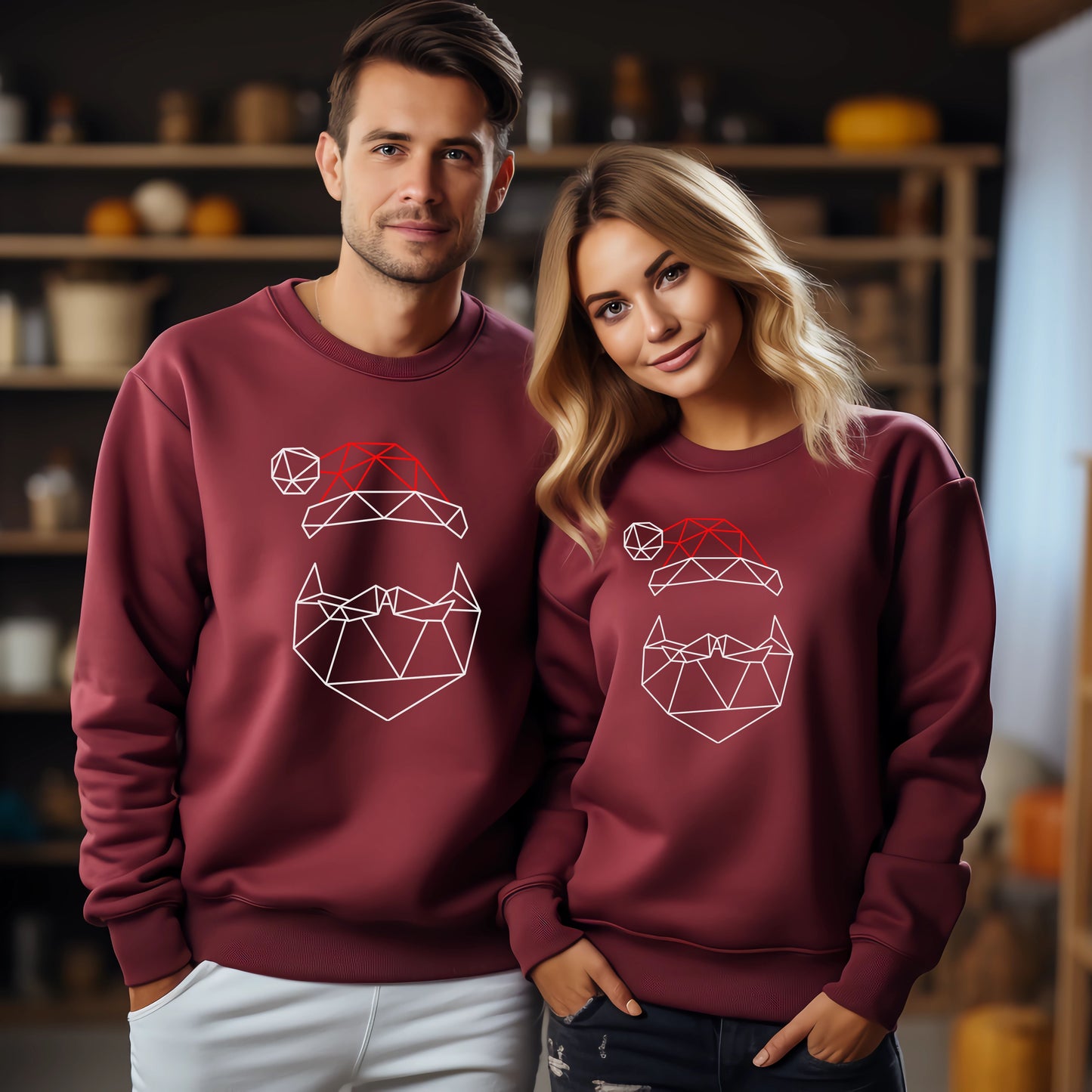 Unisex Geometric Abstract Father Christmas Sweatshirt