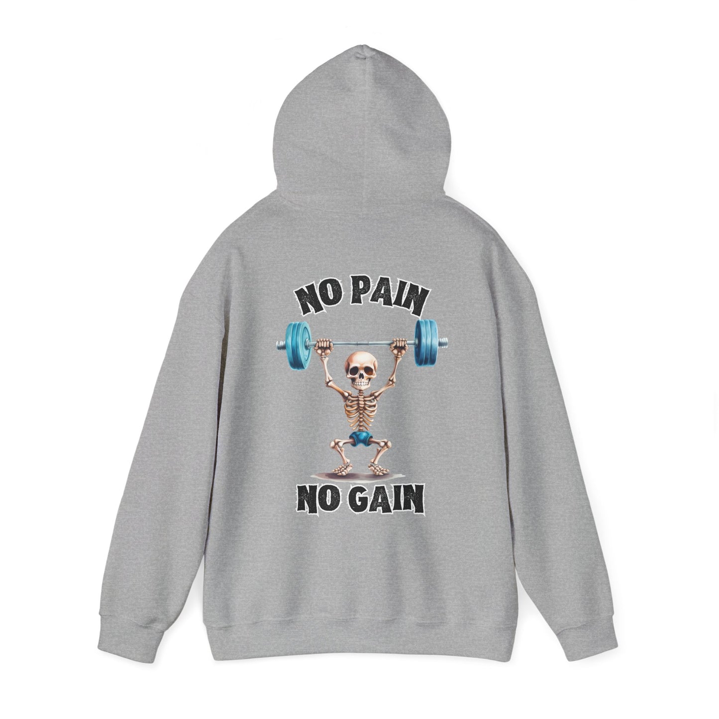 No Pain No Gain Weight Training Hoodie - Unisex Gothic Style Relaxed Gym Wear