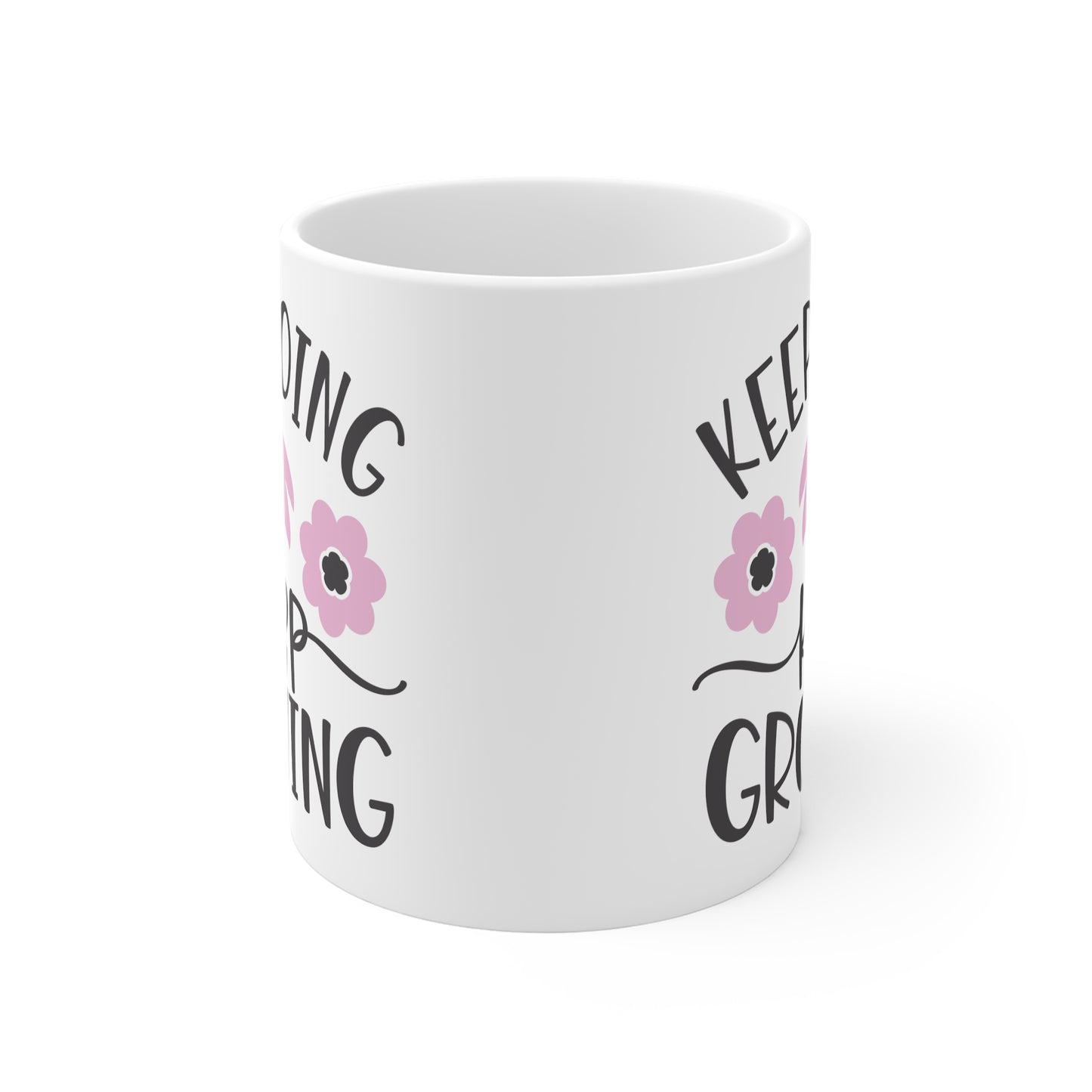 Motivational Pastel Flower Mug - Keep Going, Keep Growing