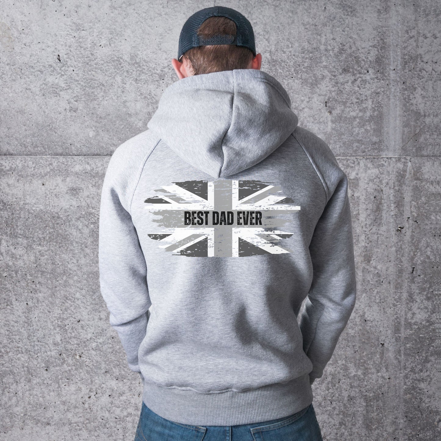 Best Dad Ever Patriotic Hoodie - Father's Day Dad's Grey Union Jack Hoodie