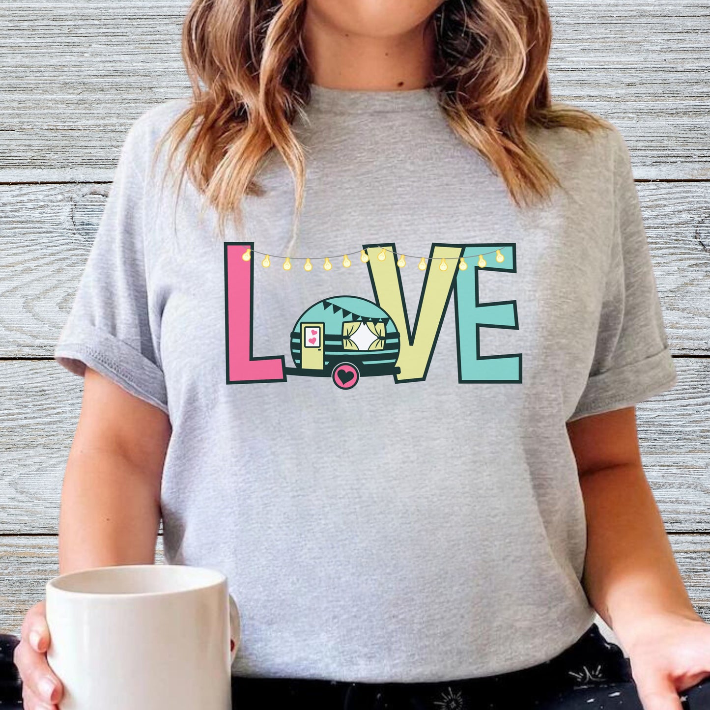 Unisex Pastel LOVE Caravanning T-shirt for Adults and Youths