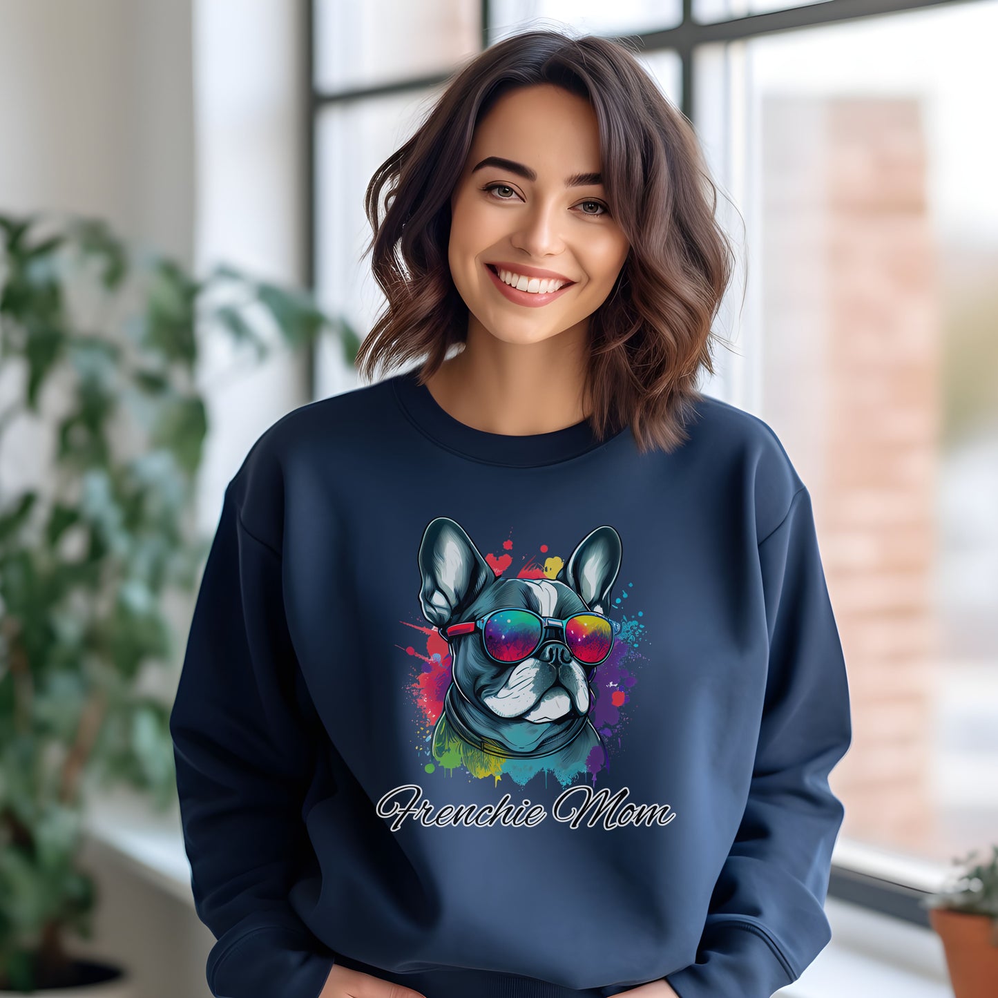 Beautiful Water Colour Paint Drip Frenchie Mom Sweatshirt