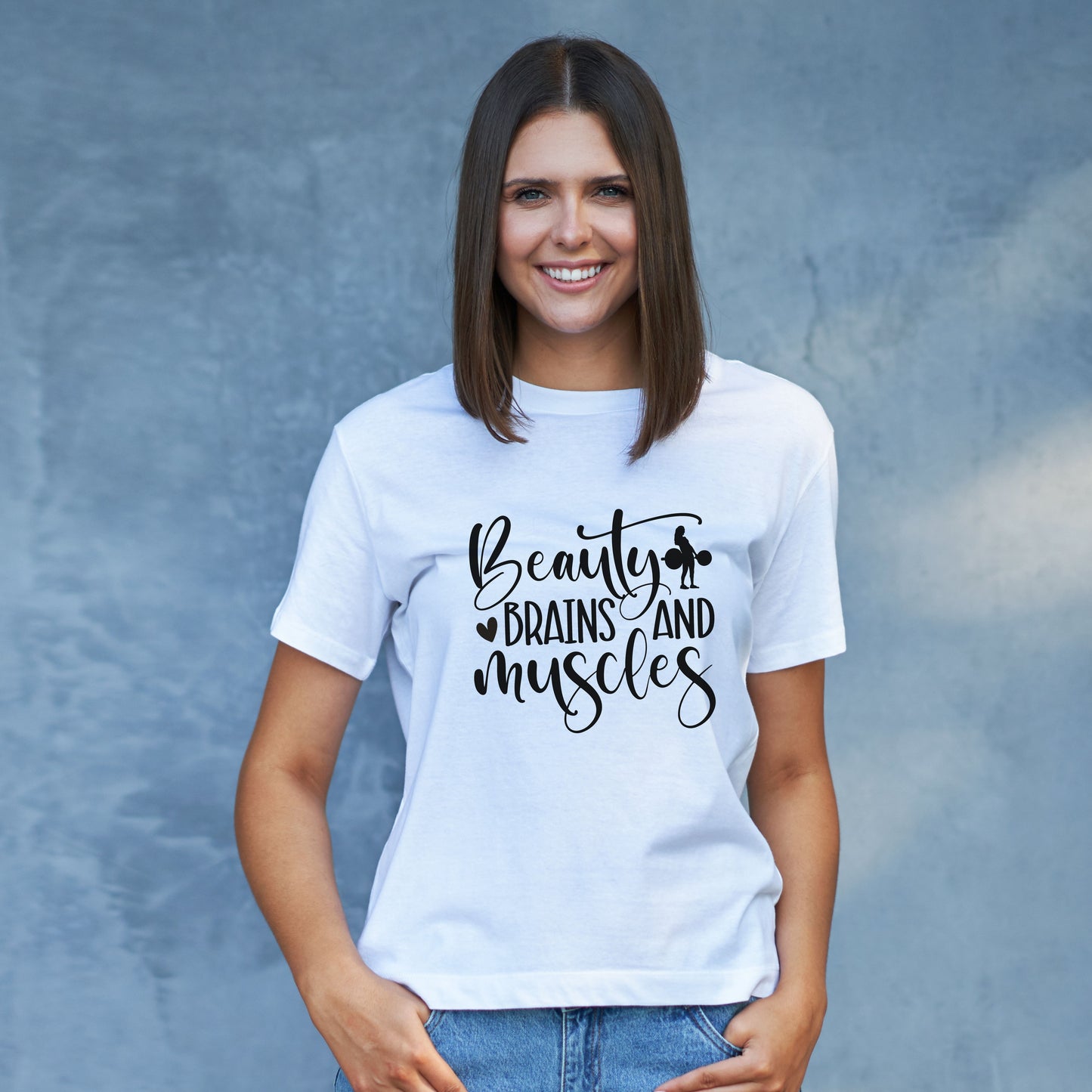 Beauty Brains and Muscles T-Shirt - Girl's Who Lift Gift