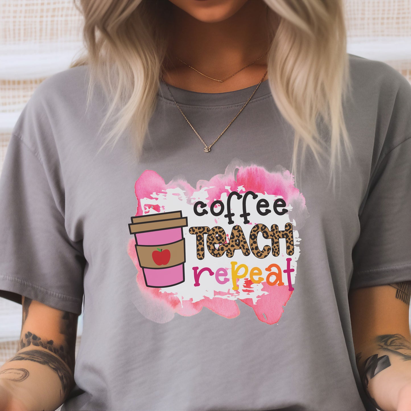 Coffee Teach Repeat T-shirt - Best Teacher Gift