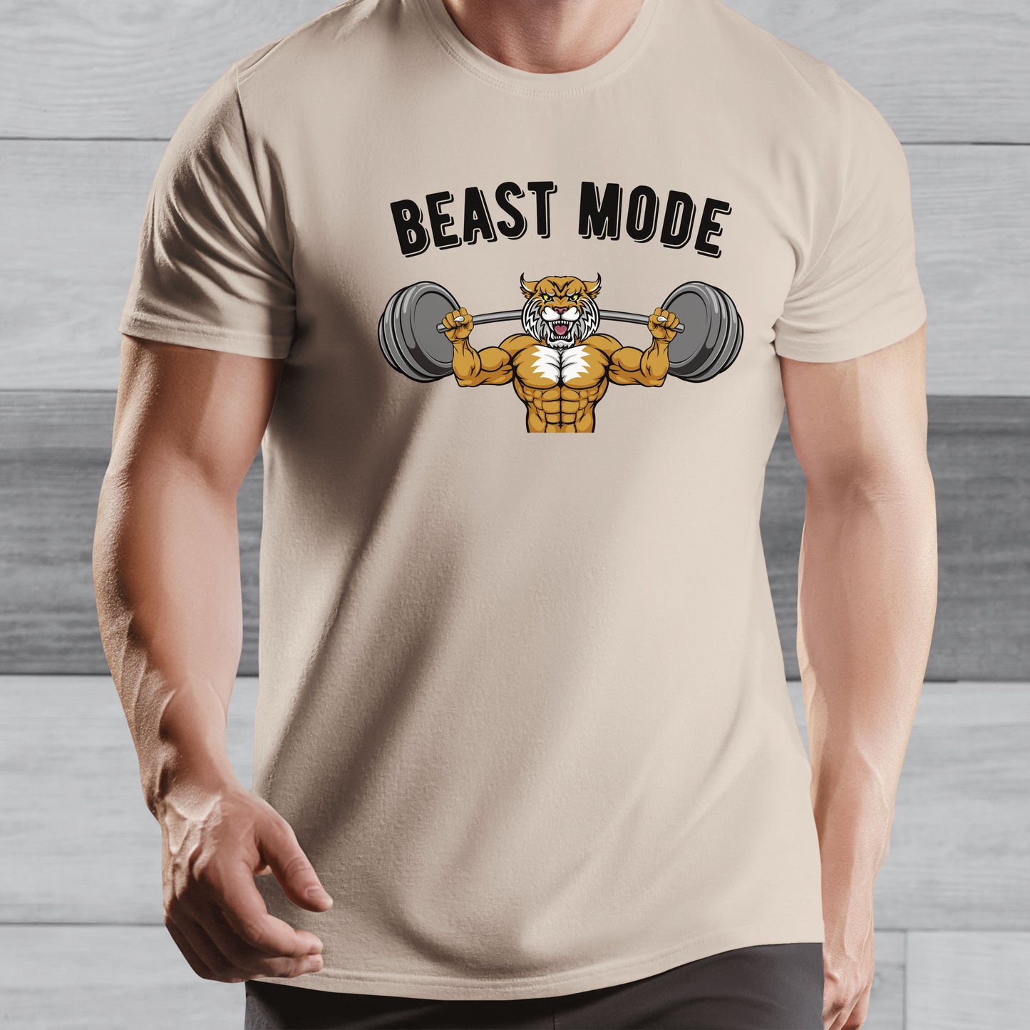 Beast Mode Gym T-shirt - Saber Toothed Tiger Weight Training Top