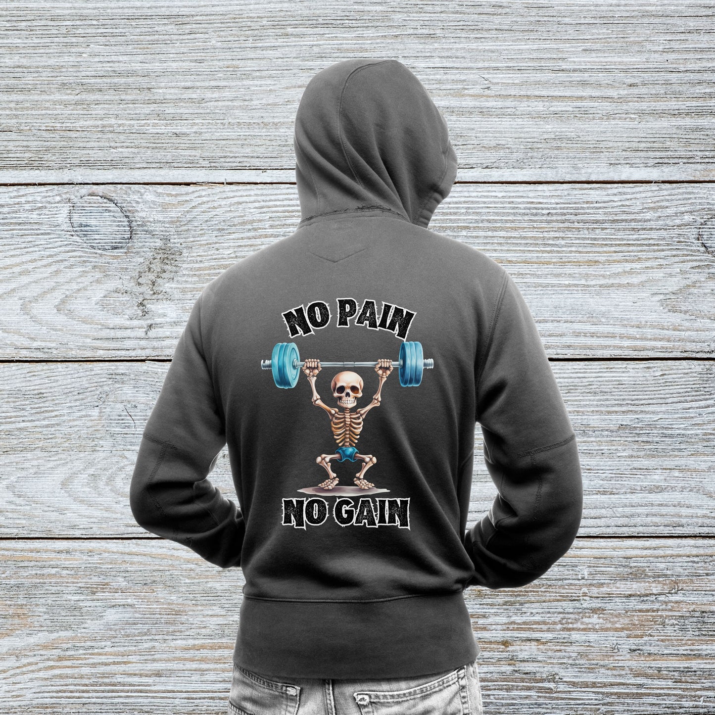 No Pain No Gain Weight Training Hoodie - Unisex Gothic Style Relaxed Gym Wear