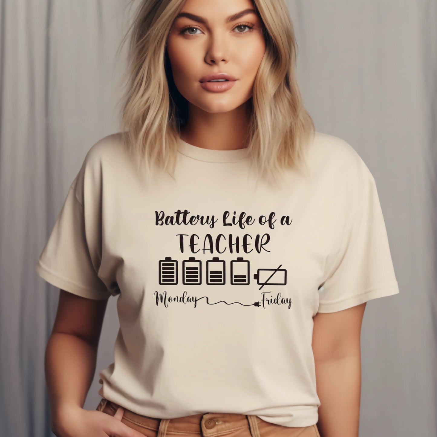 Funny Battery Life of a Teacher T-shirt - Best Teacher Gift