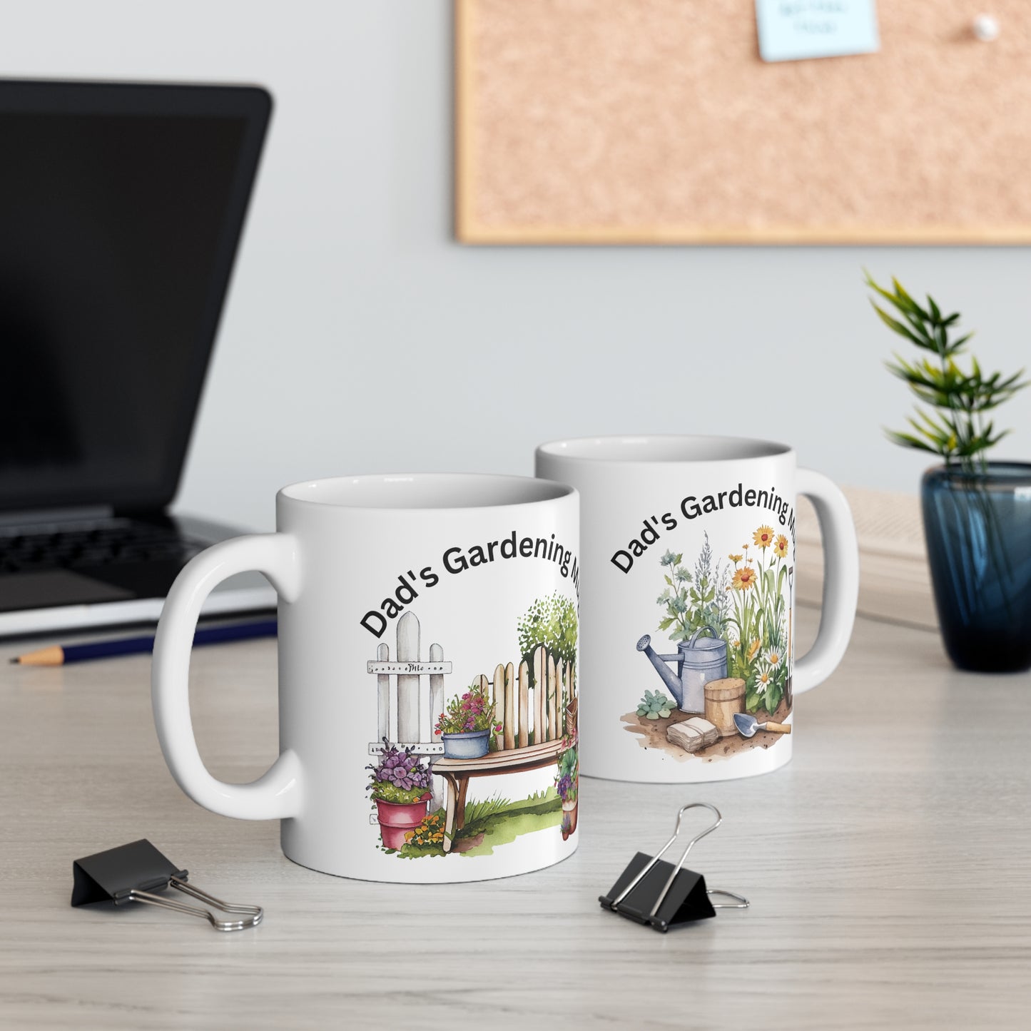 Dad's Gardening Mug, Two Beautiful Garden Scenes on One Mug