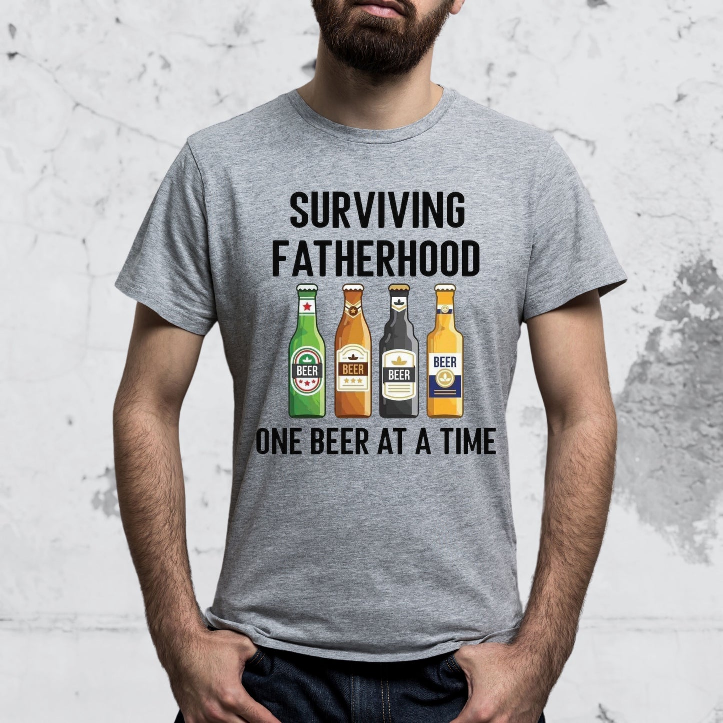 Dad's Funny T-shirt - Surviving Fatherhood One Beer At A Time