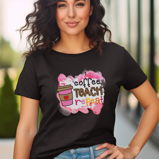 Coffee Teach Repeat T-shirt - Best Teacher Gift