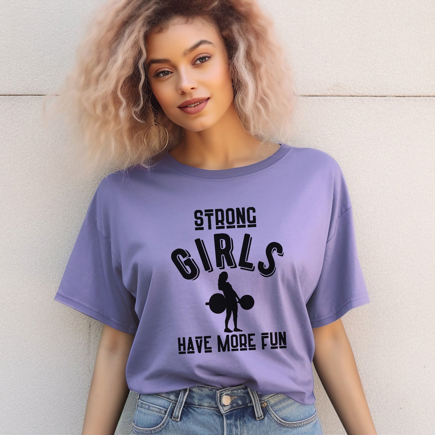 Strong Girls Have More Fun Deadlift T-shirt - Women's Relaxed Gym Wear