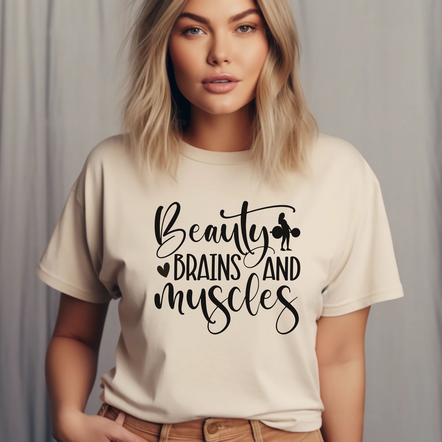 Beauty Brains and Muscles T-Shirt - Girl's Who Lift Gift