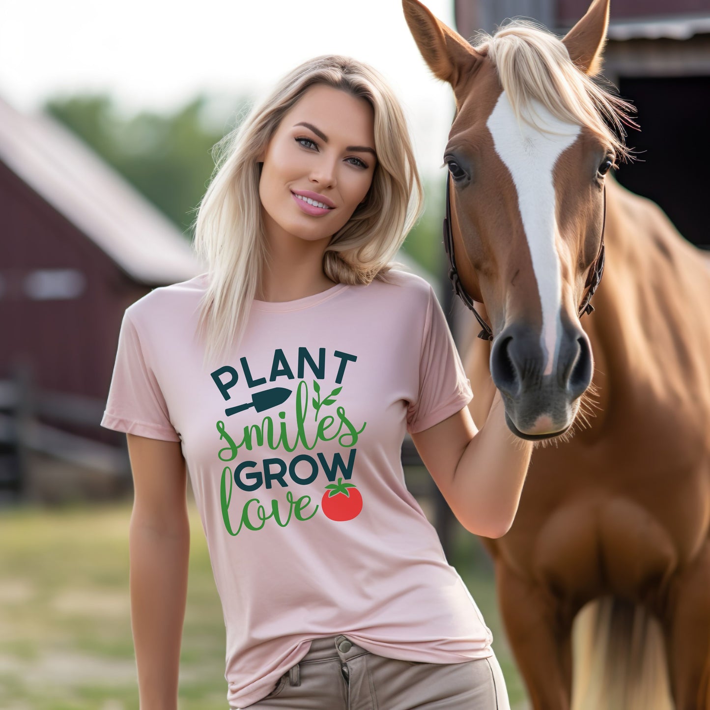 Motivational Gardening T-shirt - Plant Smiles Grow Love