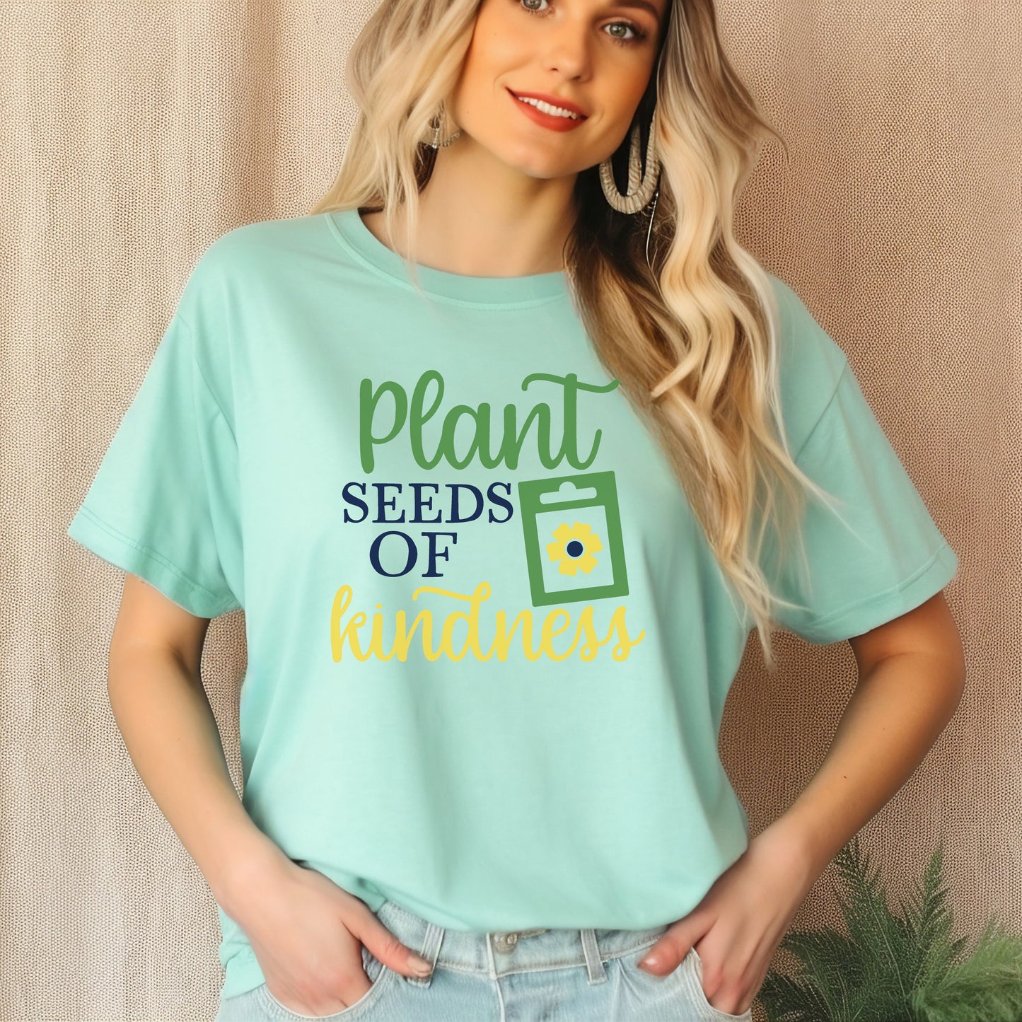 Motivational Floral T-shirt - Plant Seeds of Kindness