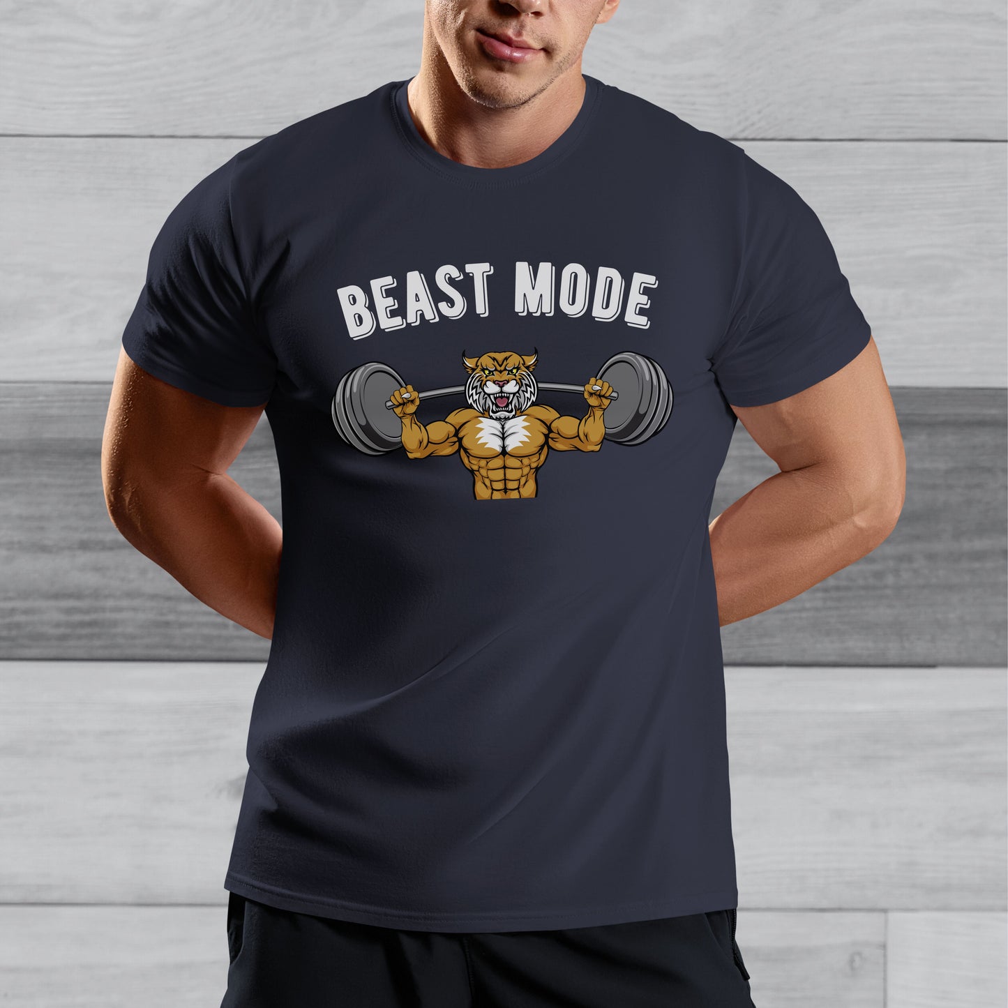 Beast Mode Gym T-shirt - Saber Toothed Tiger Weight Training Top