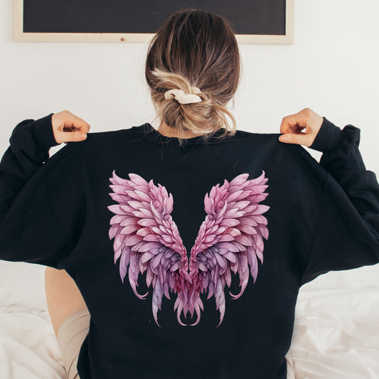 Women's Pink Angel Wings Sweatshirt for Breast Cancer Support and Awareness