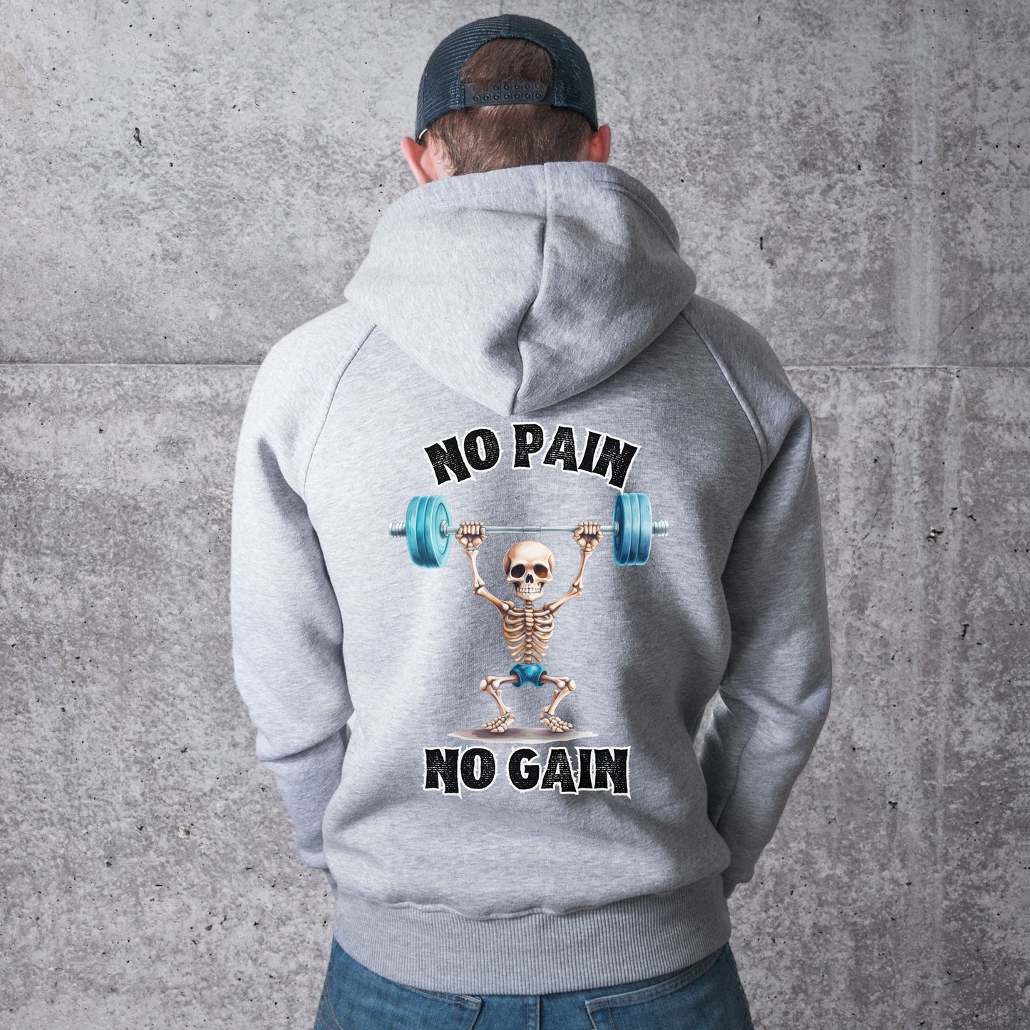 No Pain No Gain Weight Training Hoodie - Unisex Gothic Style Relaxed Gym Wear