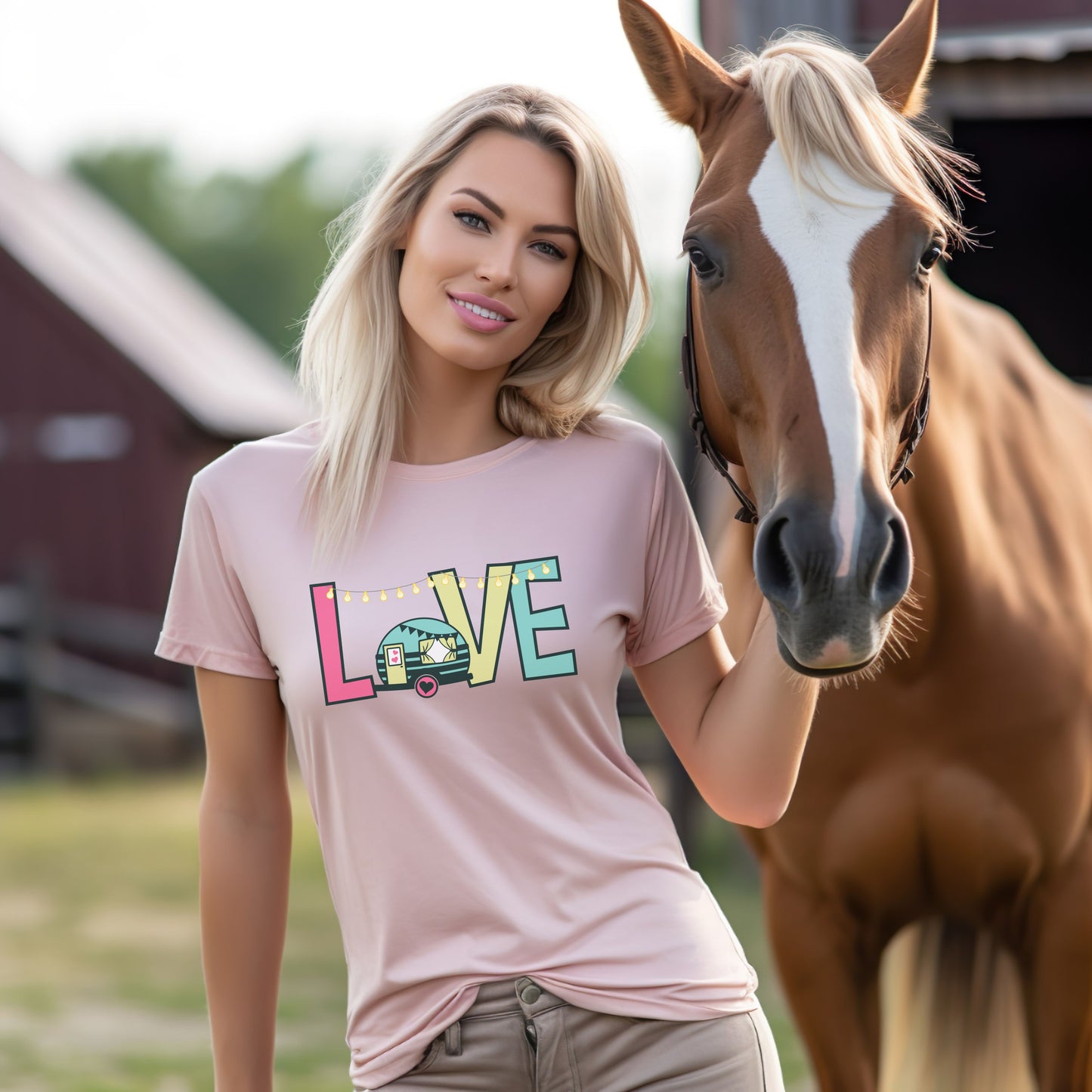 Unisex Pastel LOVE Caravanning T-shirt for Adults and Youths