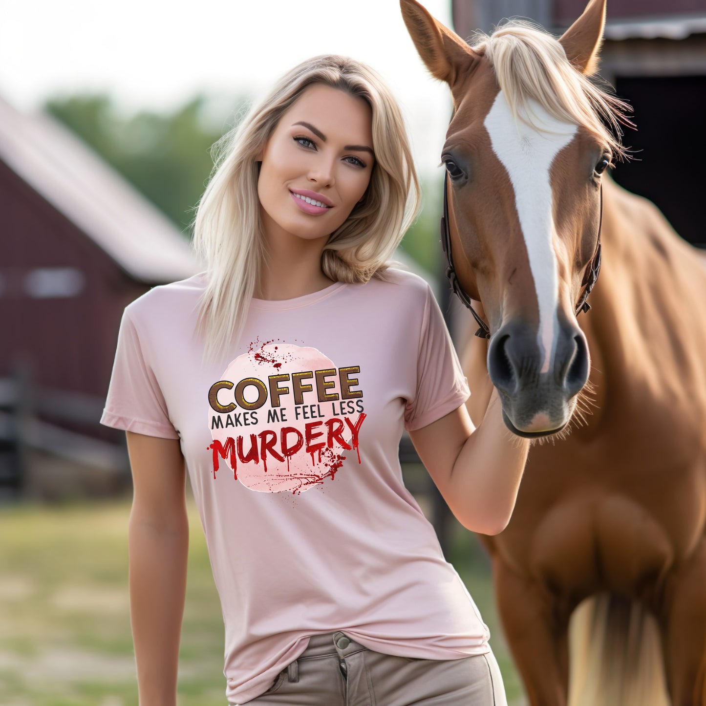 Funny Coffee and True Crime T-shirt - Coffee Makes Me Less Murdery