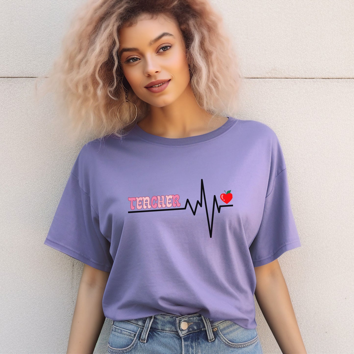 Pastel Heartbeat Teacher T-shirt - Best Teacher Gift