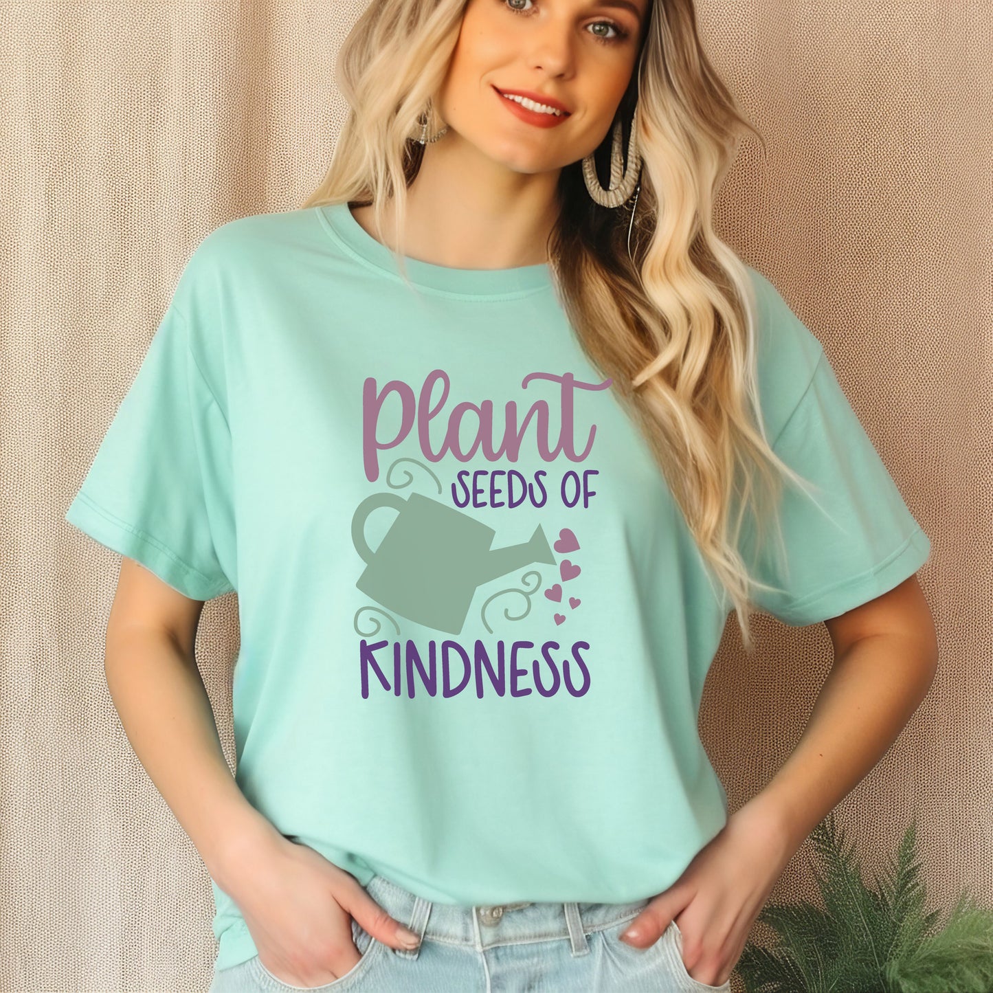 Pastel Motivational Floral T-shirt - Plant Seeds of Kindness