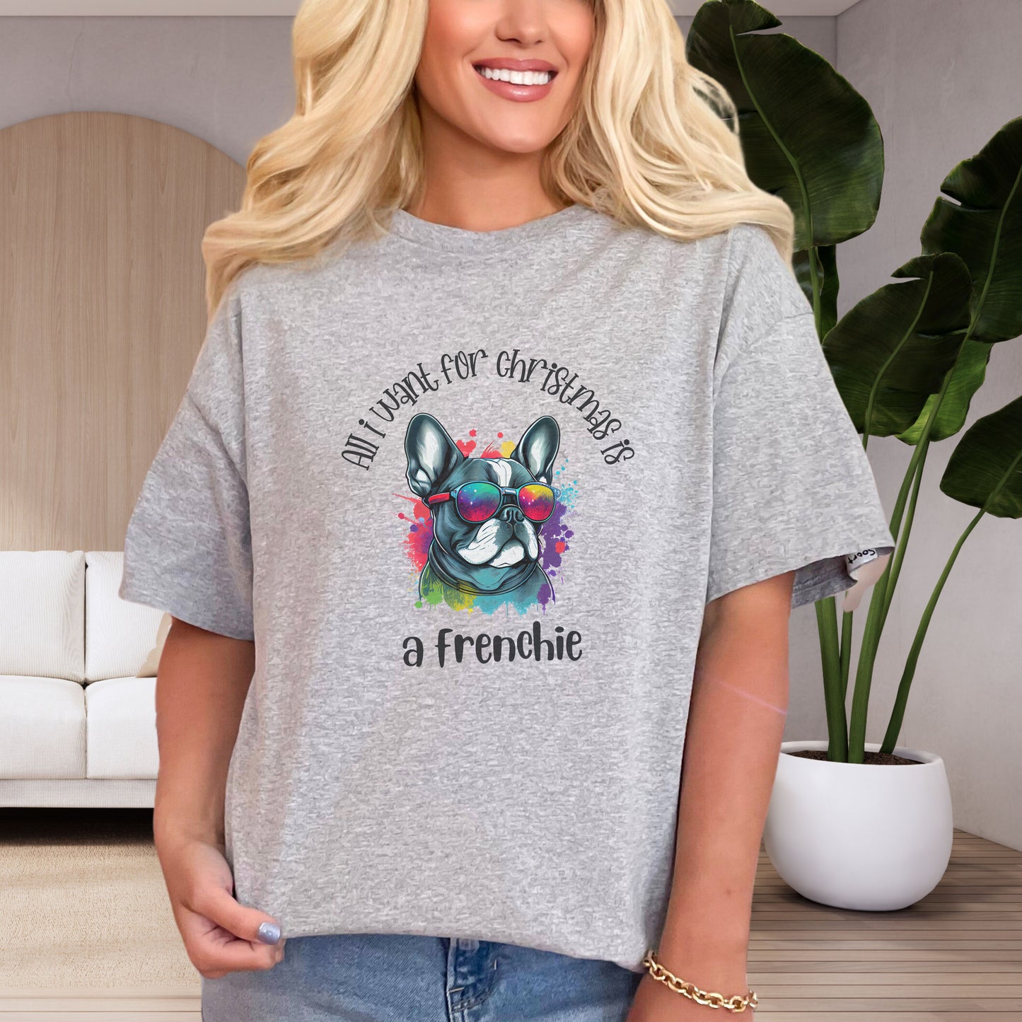 Cute French Bull Dog Luxury Christmas T-shirt