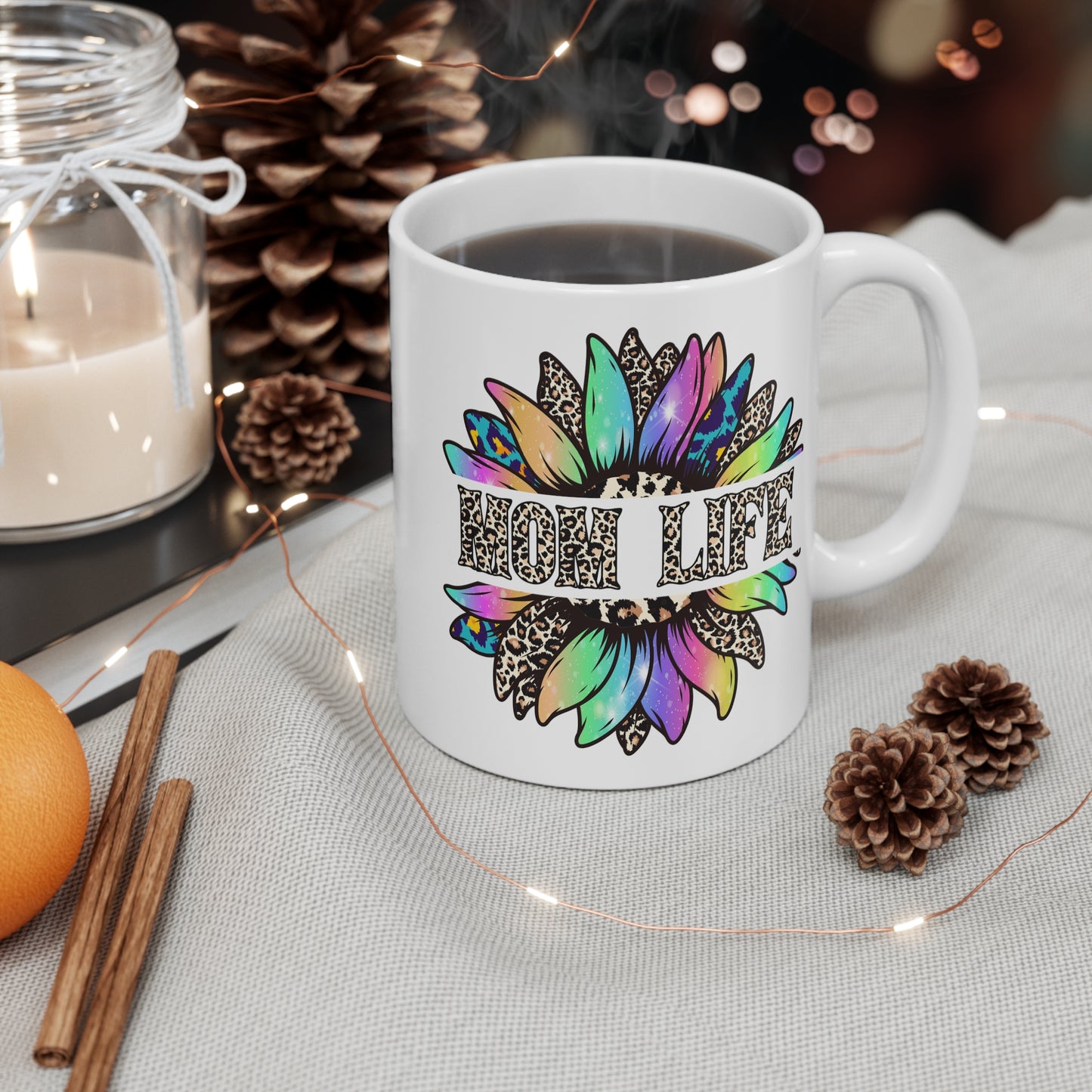 Mom Life Mug - Leopard Print Sunflower Mum Gift