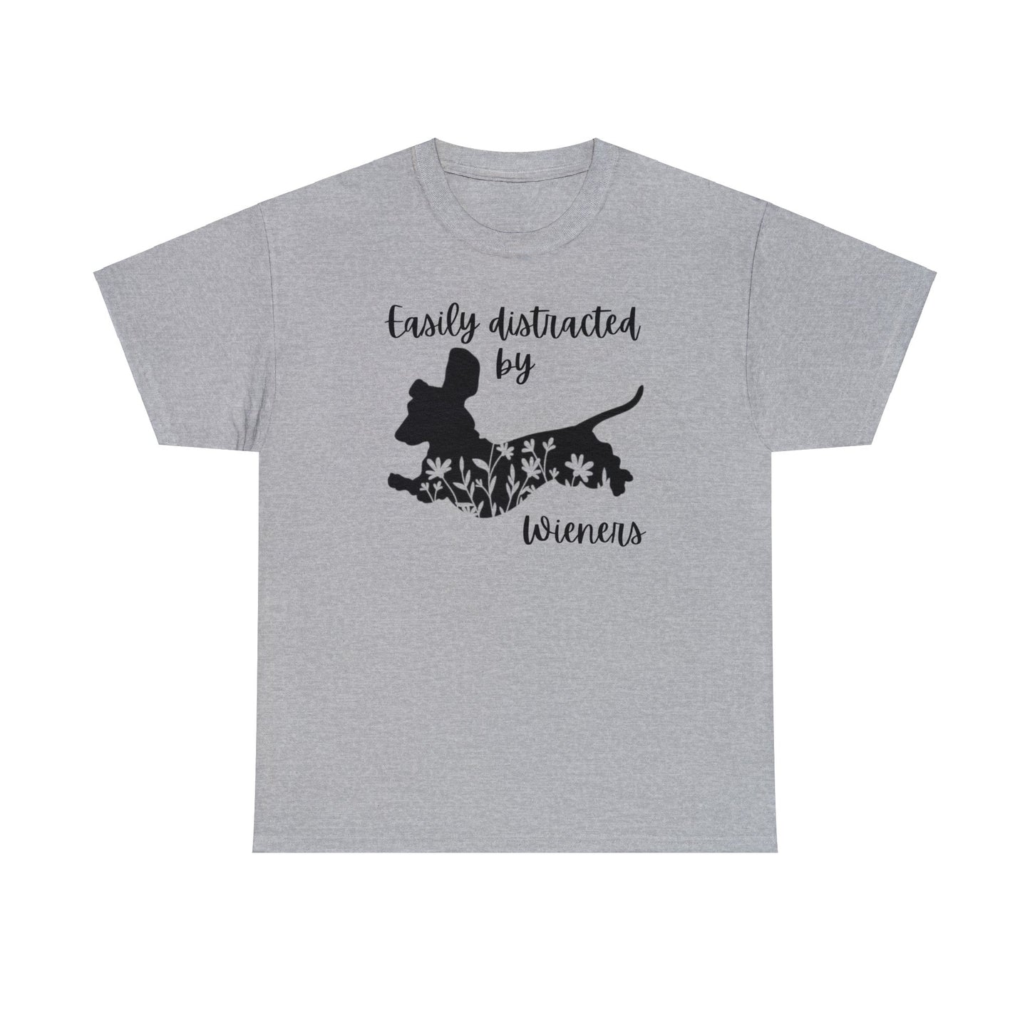 Funny Dachshund T-shirt - Easily Distracted by Wieners Adult Humour