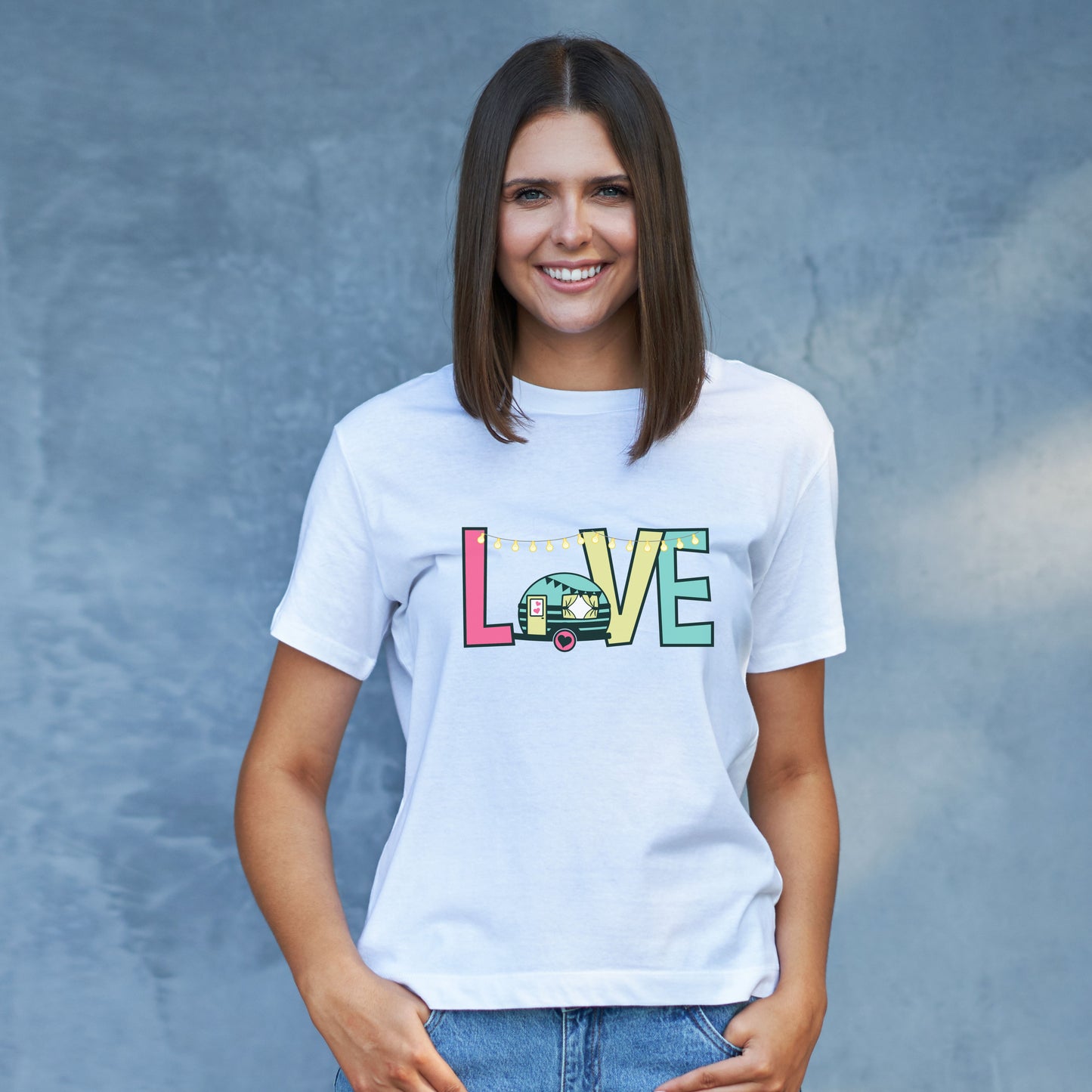 Unisex Pastel LOVE Caravanning T-shirt for Adults and Youths