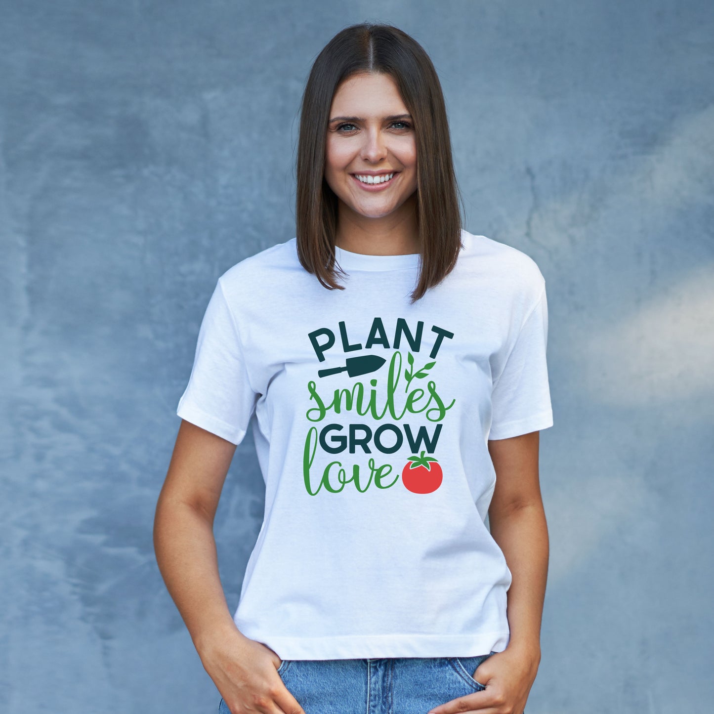 Motivational Gardening T-shirt - Plant Smiles Grow Love