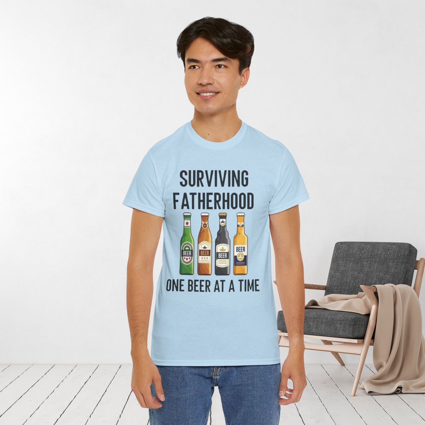 Dad's Funny T-shirt - Surviving Fatherhood One Beer At A Time