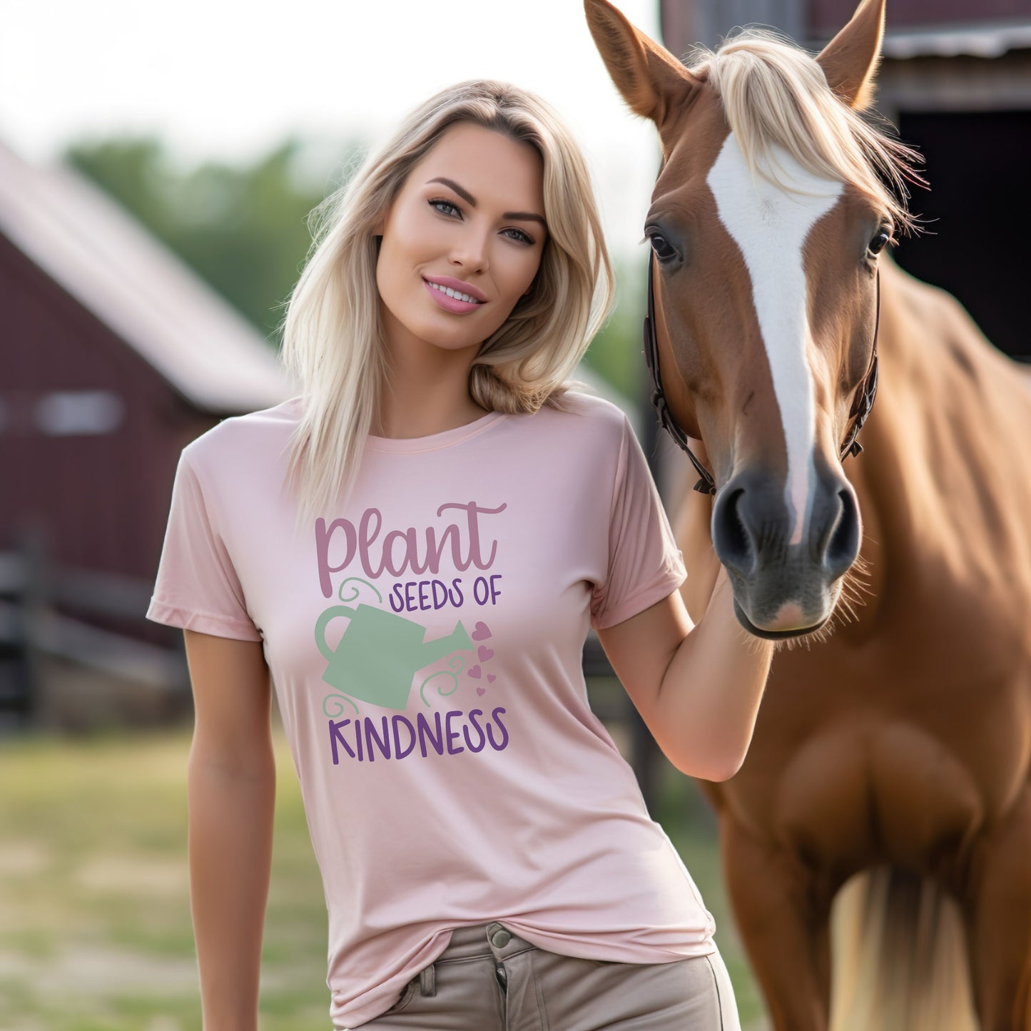 Pastel Motivational Floral T-shirt - Plant Seeds of Kindness