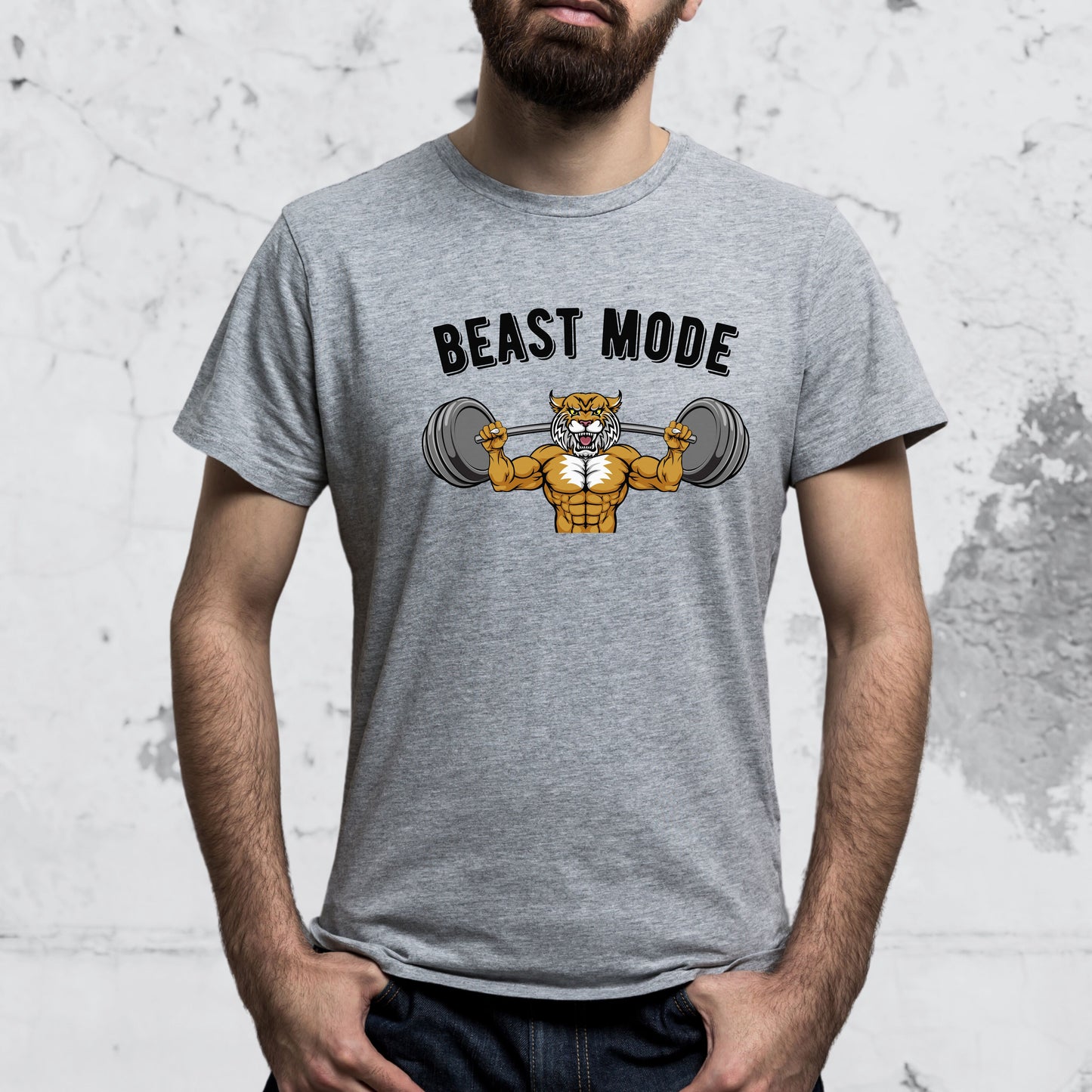 Beast Mode Gym T-shirt - Saber Toothed Tiger Weight Training Top