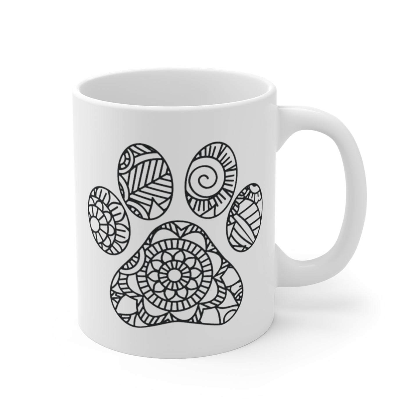 Cute Dog Paw Print Mug - Mandala Abstract Style