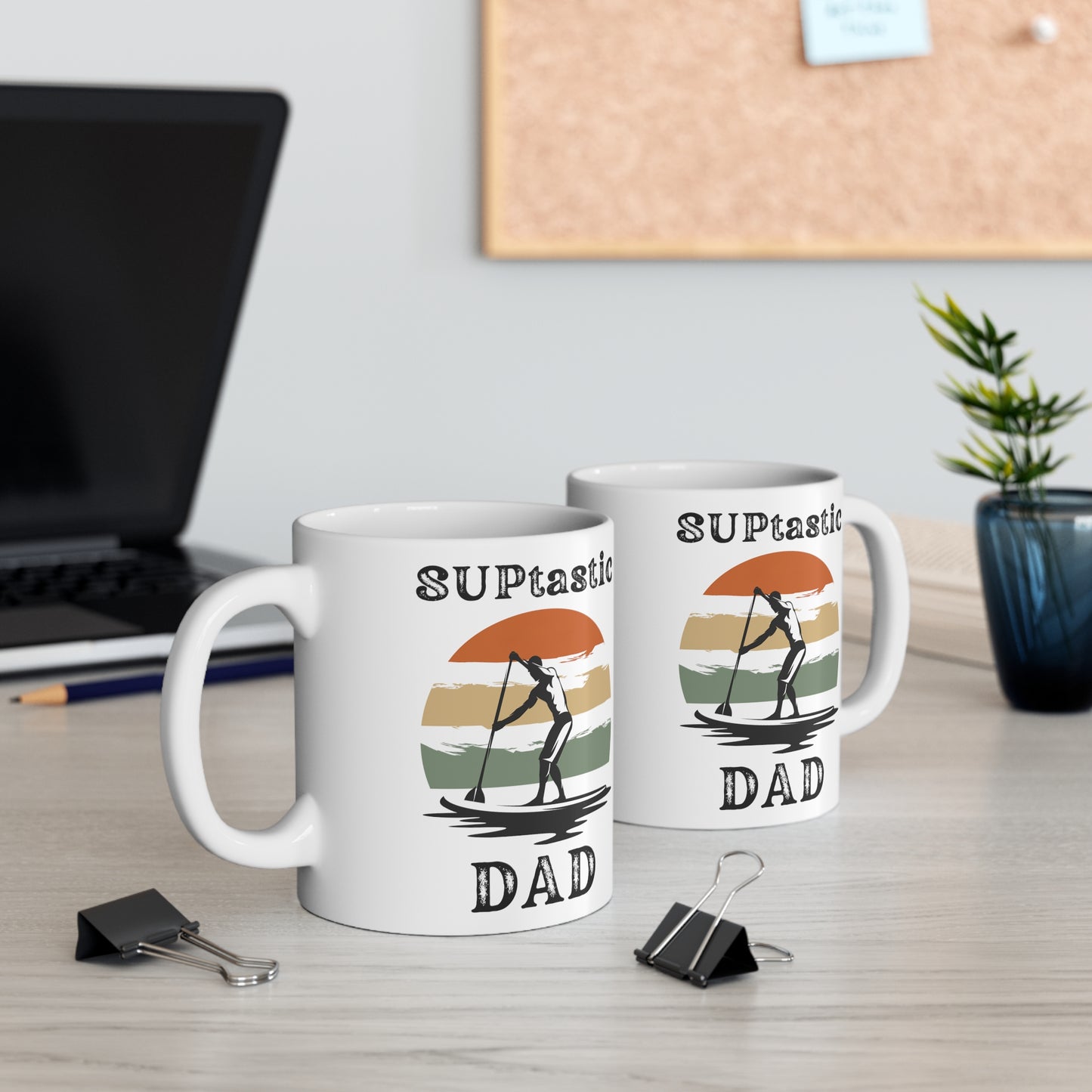 SUP-tastic DAD Mug, Retro Sunset Stand Up Paddle-boarding Gift