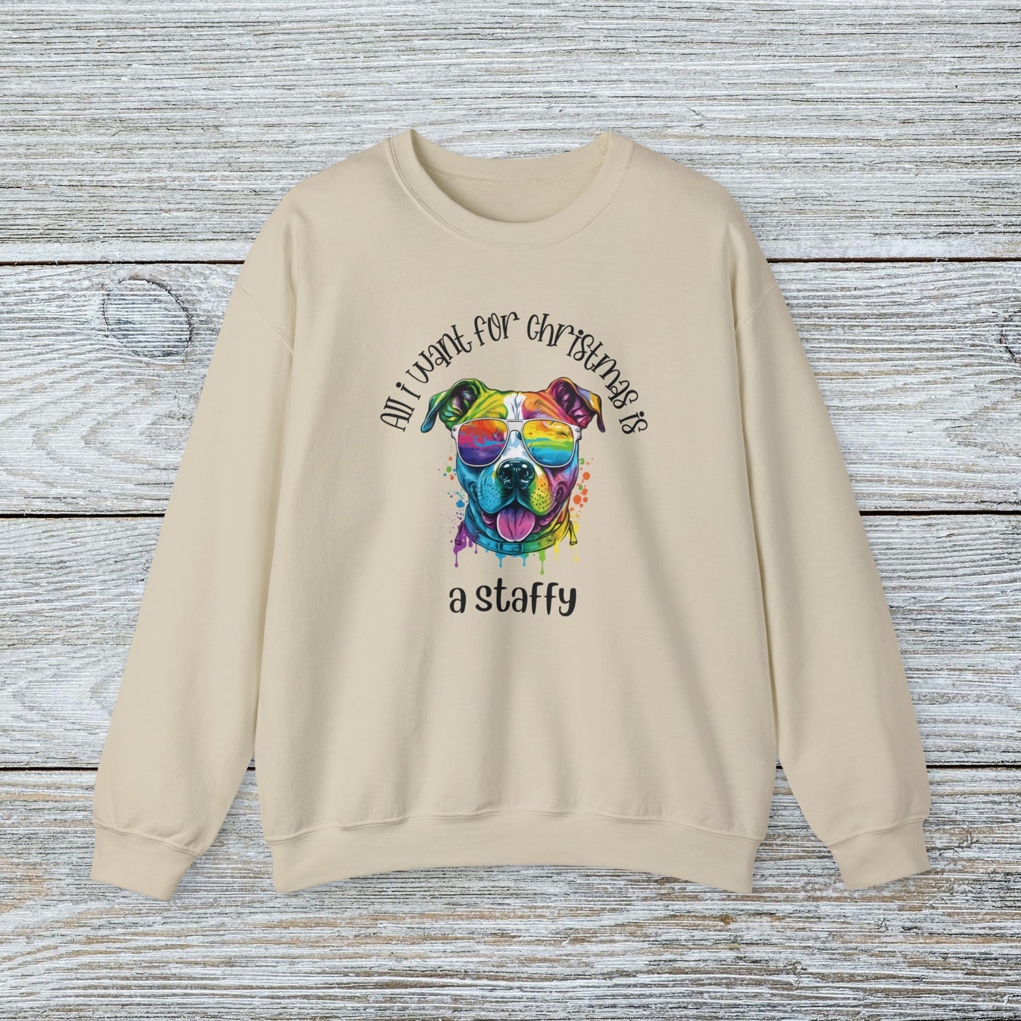 Water Colour Staffordshire Bull Terrier Mom Christmas Sweatshirt