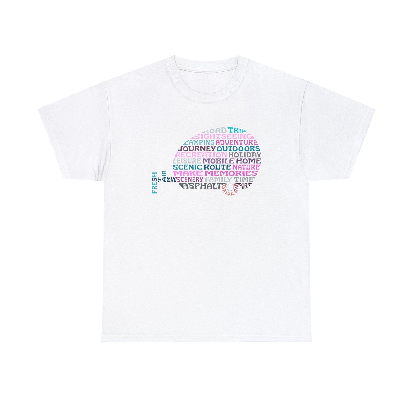 Text Art Calligram Caravanning T-shirt - Caravan Owner Gift