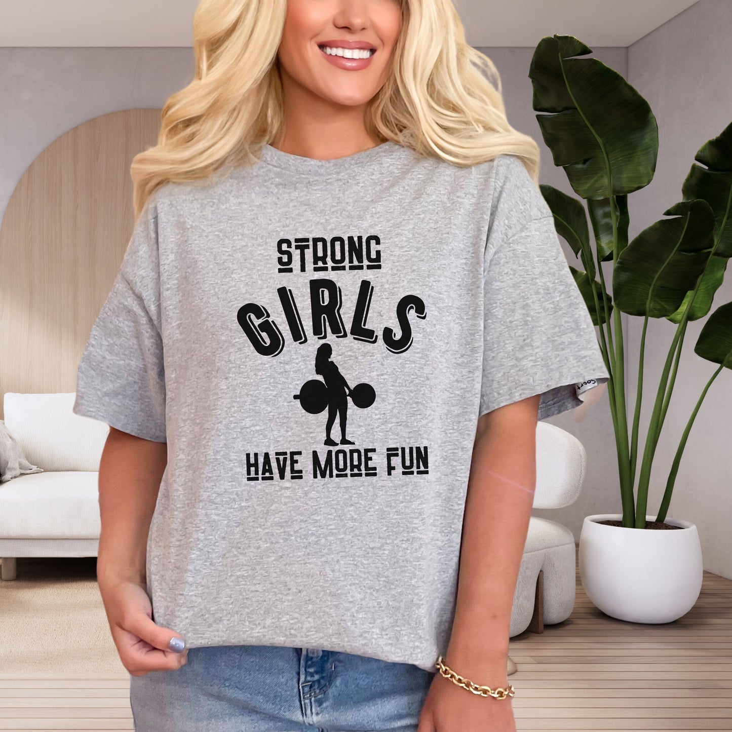 Strong Girls Have More Fun Deadlift T-shirt - Women's Relaxed Gym Wear