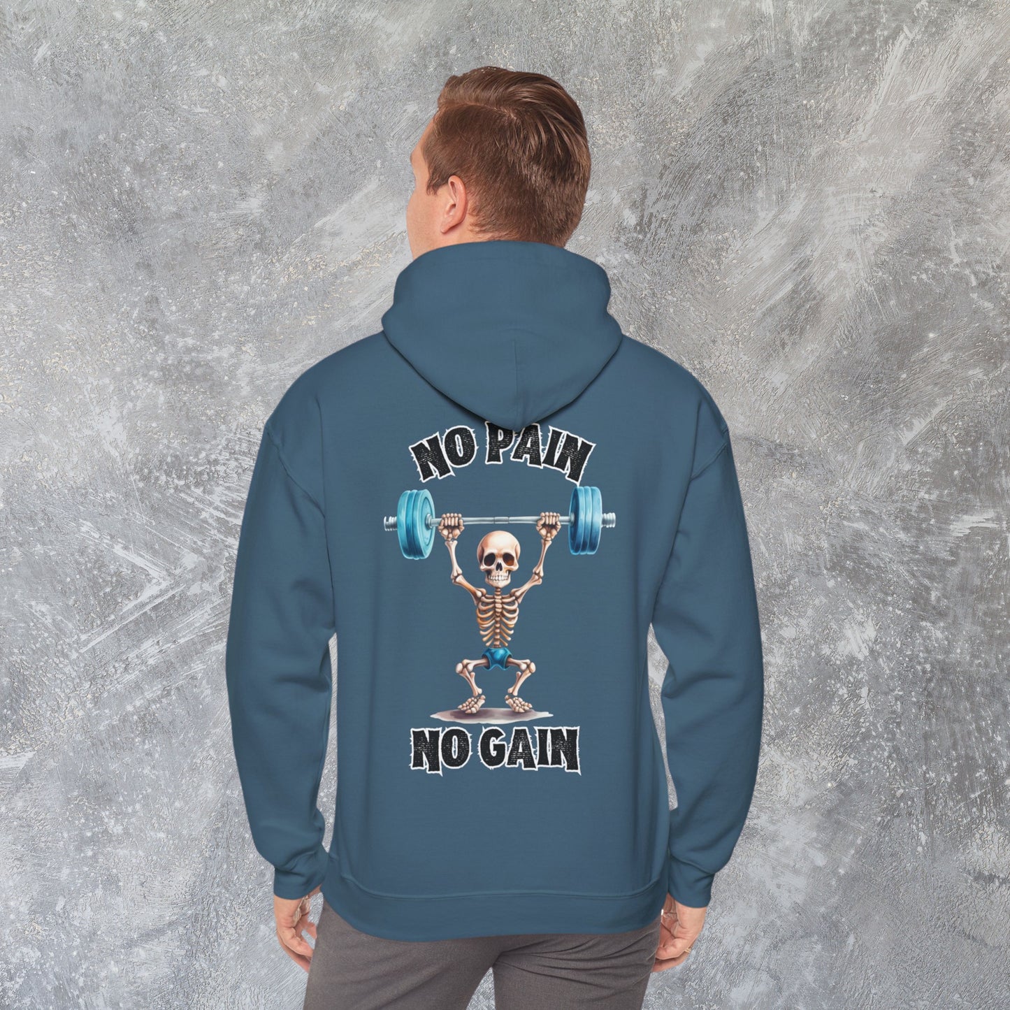 No Pain No Gain Weight Training Hoodie - Unisex Gothic Style Relaxed Gym Wear