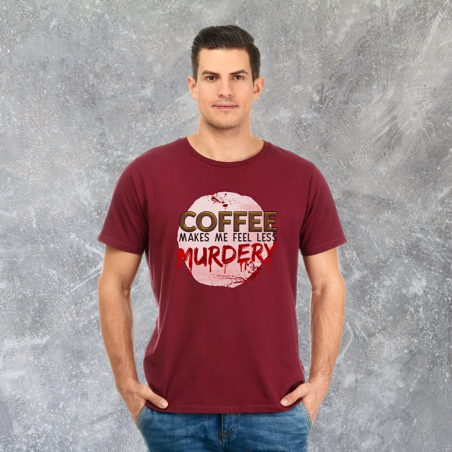 Funny Coffee and True Crime T-shirt - Coffee Makes Me Less Murdery