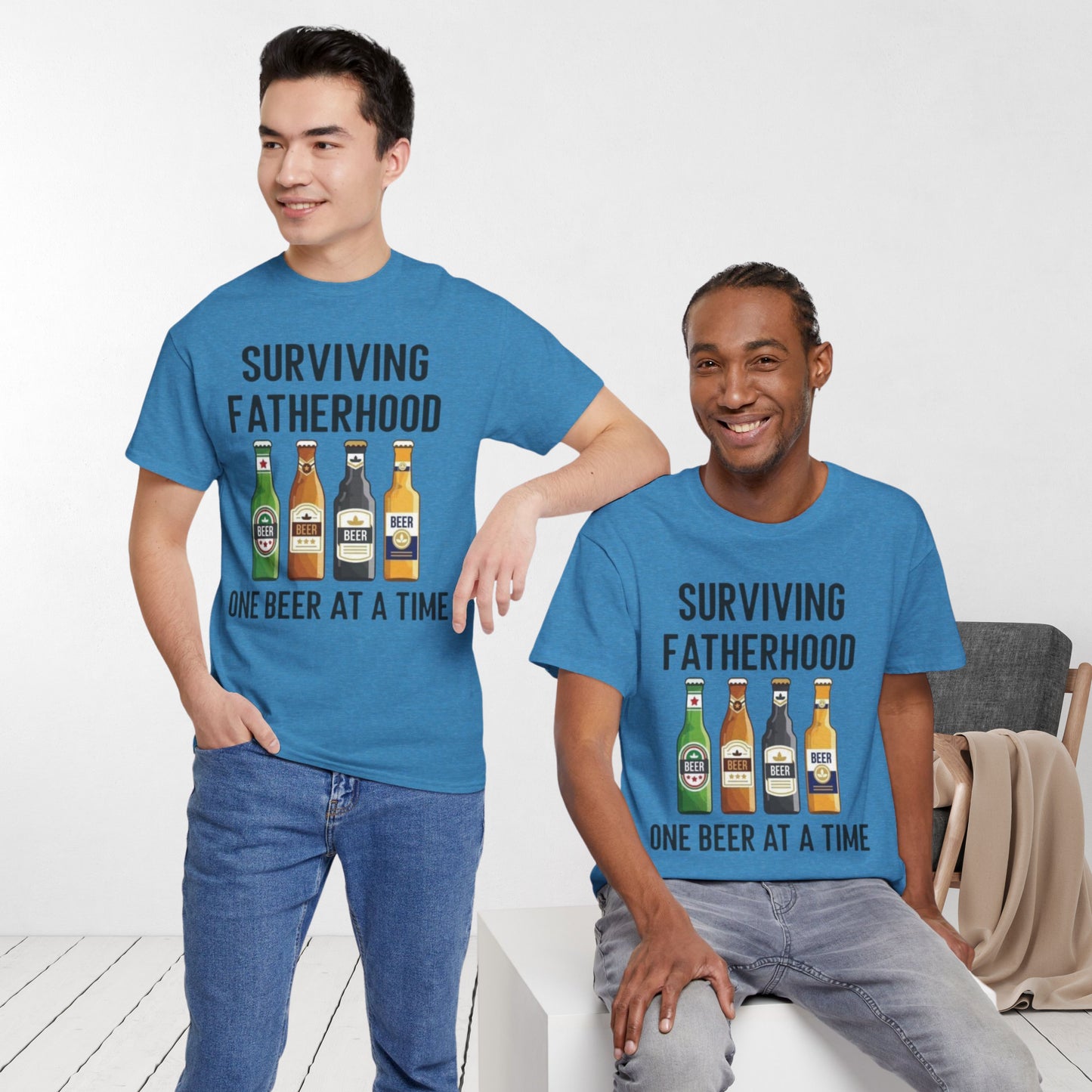 Dad's Funny T-shirt - Surviving Fatherhood One Beer At A Time