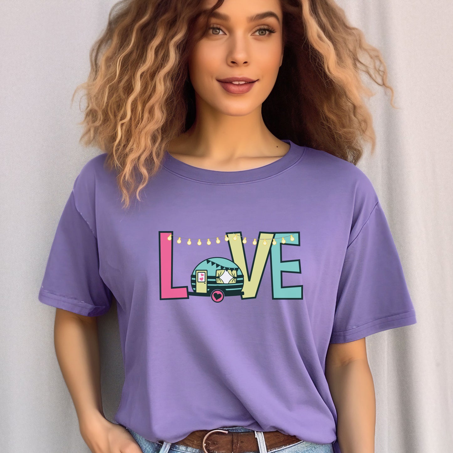 Unisex Pastel LOVE Caravanning T-shirt for Adults and Youths