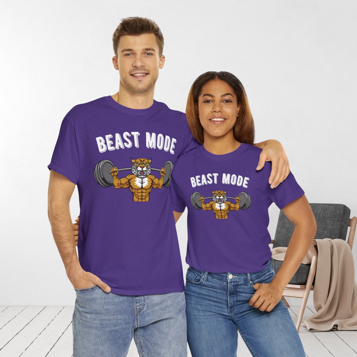 Beast Mode Gym T-shirt - Saber Toothed Tiger Weight Training Top