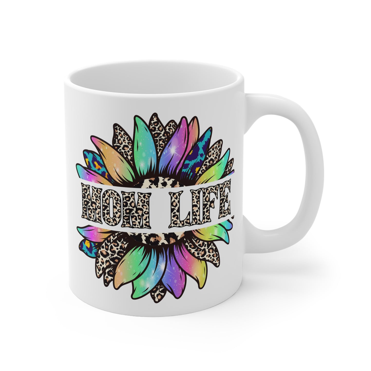 Mom Life Mug - Leopard Print Sunflower Mum Gift