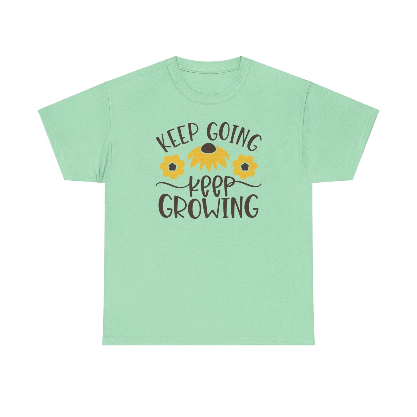 Motivational Floral T-shirt - Keep Going, Keep Growing