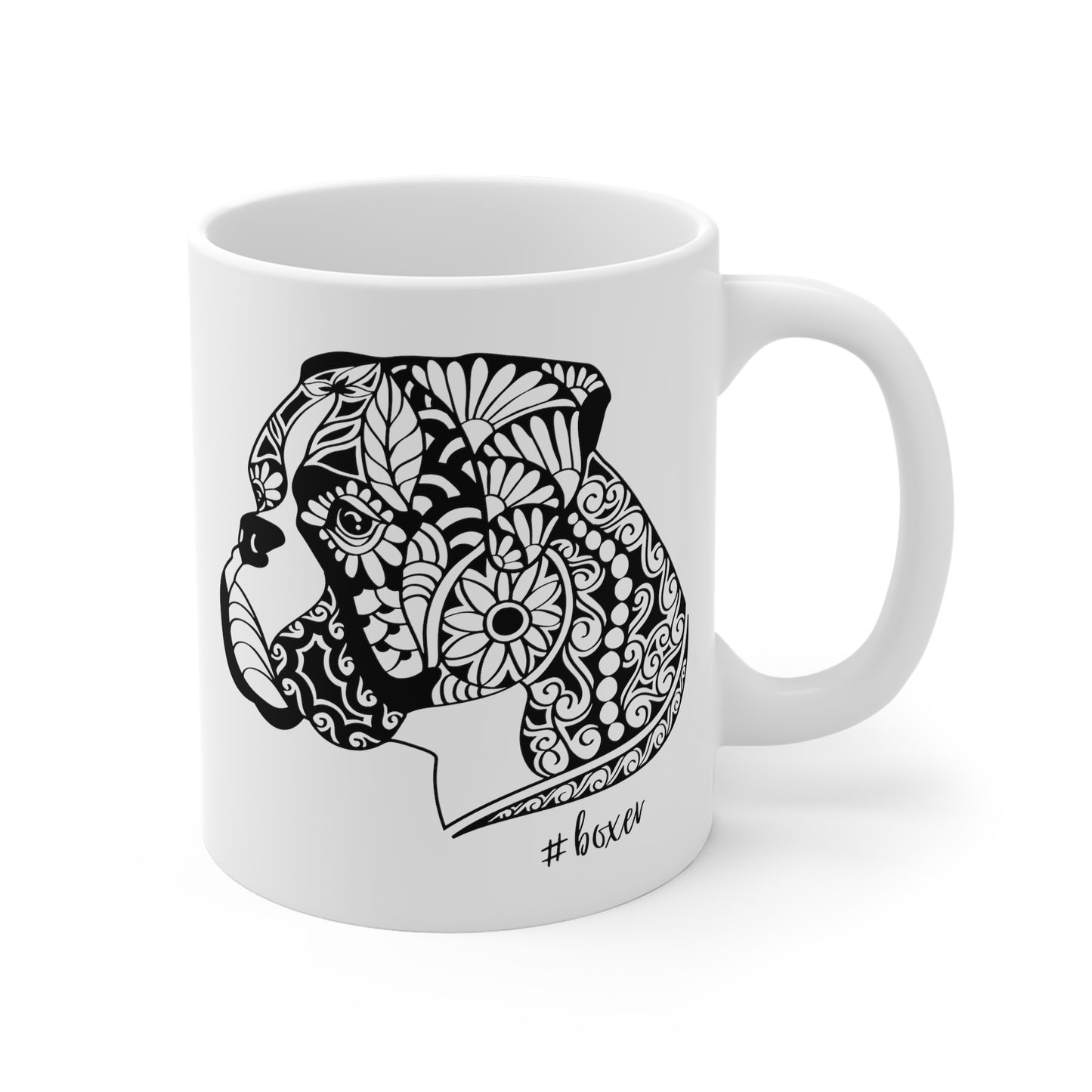 Boxer Dog Lover Mug - Abstract Mandala Style Boxer Dog Gift